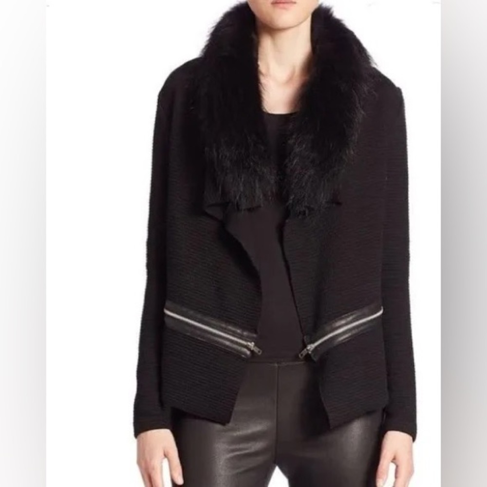 GENERATION LOVE Black Arielle Fur Collar Sweater sz XS